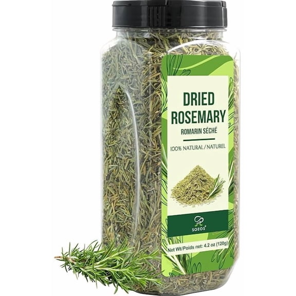 Soeos Dried Rosemary Leaves, 4.2 oz (120g), Whole Rosemary for Cooking, Seasoning, Baking, Roasting, Marinades and Tea, Premium Quality, All Natural, Aromatic Dried Herb