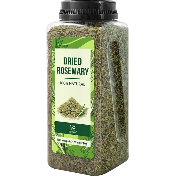 Soeos Dried Rosemary Leaves, 7.76 oz (220g) - Premium All Natural Farm Fresh Herbs for Cooking, Meat, Fish, Oils, Dips, Tea, Baking & Seasoning