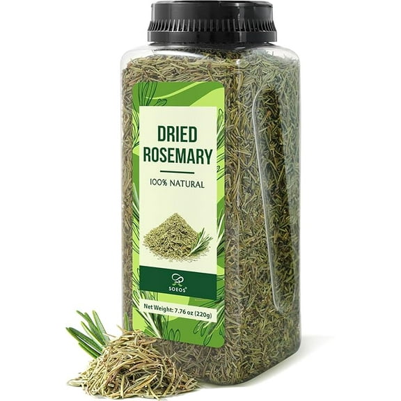 Soeos Dried Rosemary Leaves, Whole, Aromatic, 7.76 oz (220g)