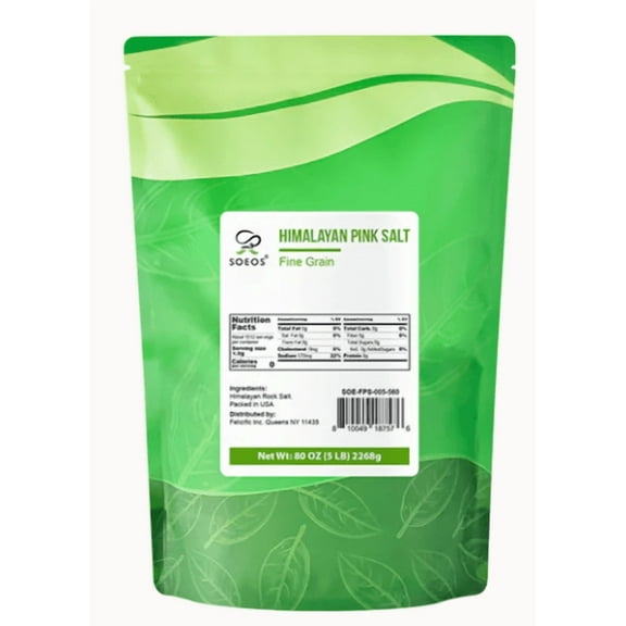 Soeos Himalayan Pink Salt Fine 80oz (5 LB), Pink Salt for Grinder, Pink Sea Salt, Himalayan Salt