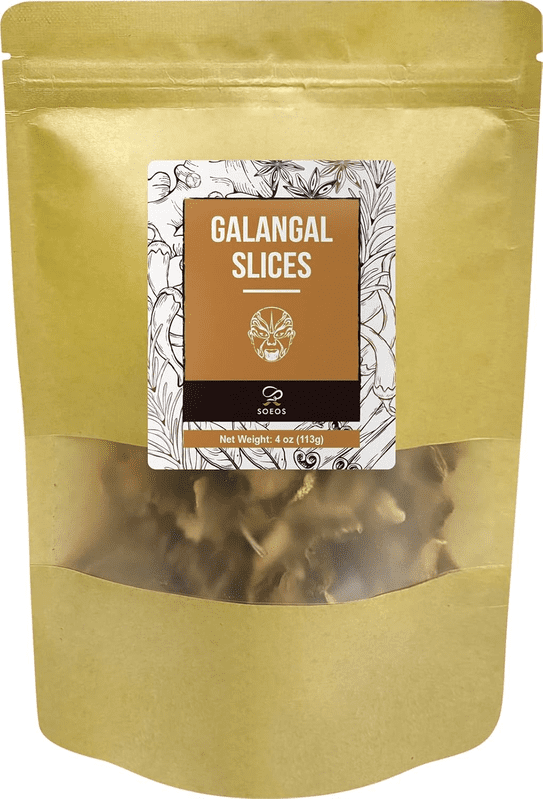 Soeos Galangal Slices 4 oz (113g), Galanga, Fresh Galangal, Sliced Galangal Root, Dried Galangal Root
