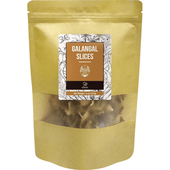 Soeos Galangal Slices 4 oz (113g), Galanga, Fresh Galangal, Sliced Galangal Root, Dried Galangal Root