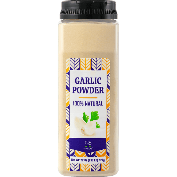 Soeos Garlic Powder, Pure Ground Garlic for Seasoning, Marinades, BBQ & Cooking, 22 oz (624 g) Bottle