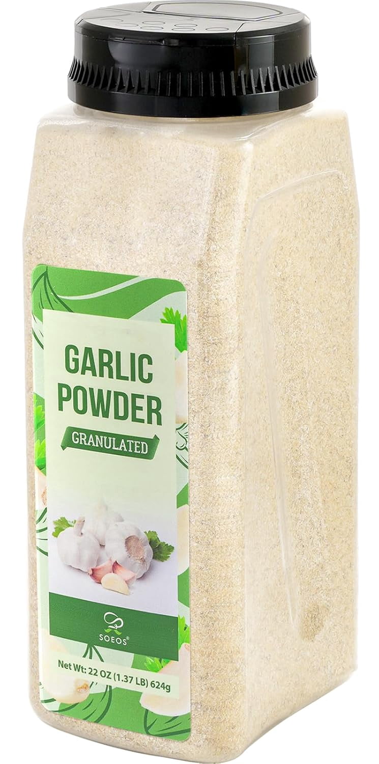 Soeos Garlic Powder, 22 oz, Fine Granulated Garlic Seasoning, Ideal for Cooking, Marinades and Sauces