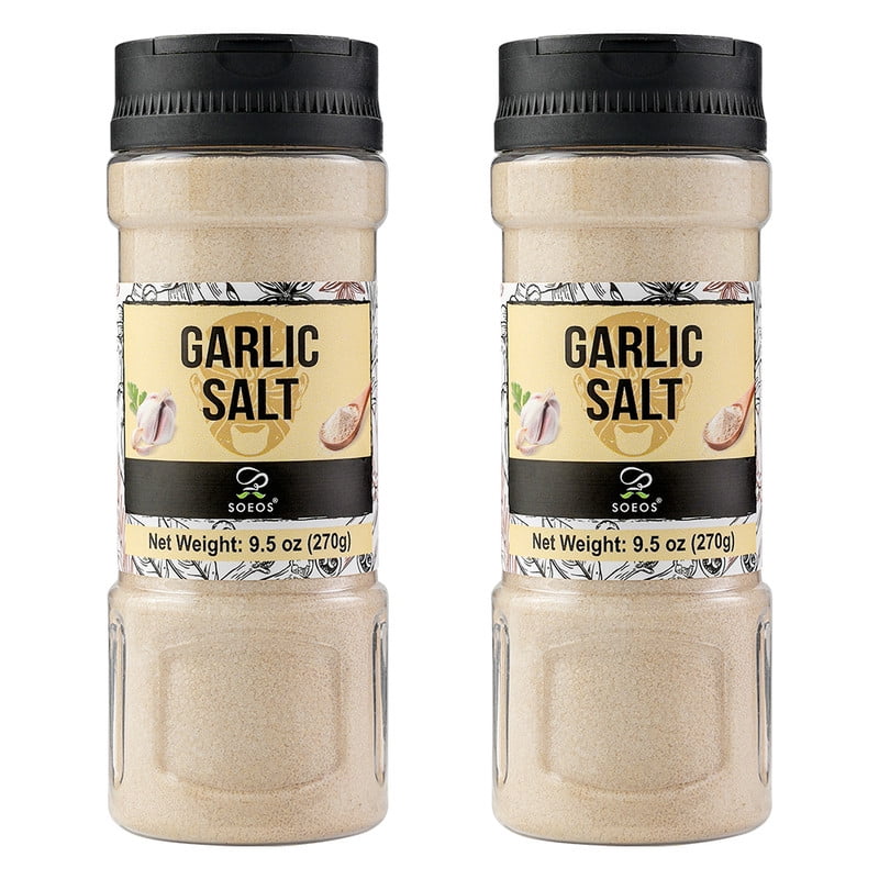 Soeos Garlic Salt 270g/9.5oz, 2 Packs, Total of 19 oz