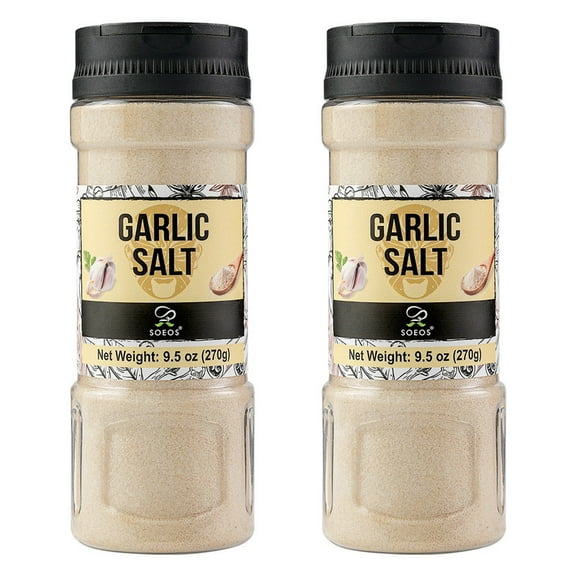 Soeos Garlic Salt 270g/9.5oz, 2 Packs, Total of 19 oz