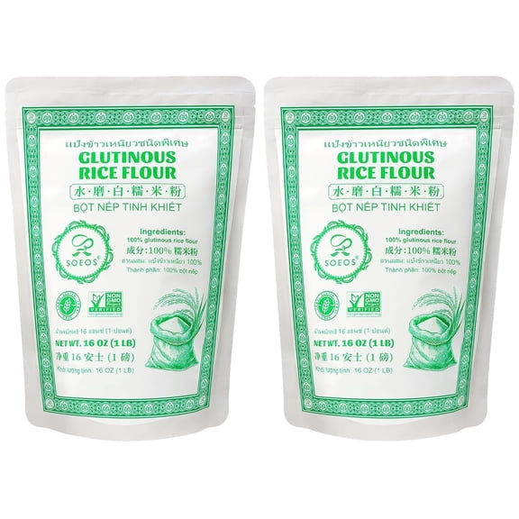 Soeos Glutinous Rice Flour 32 Ounce (Basic), Rice Flour for Baking or Cooking