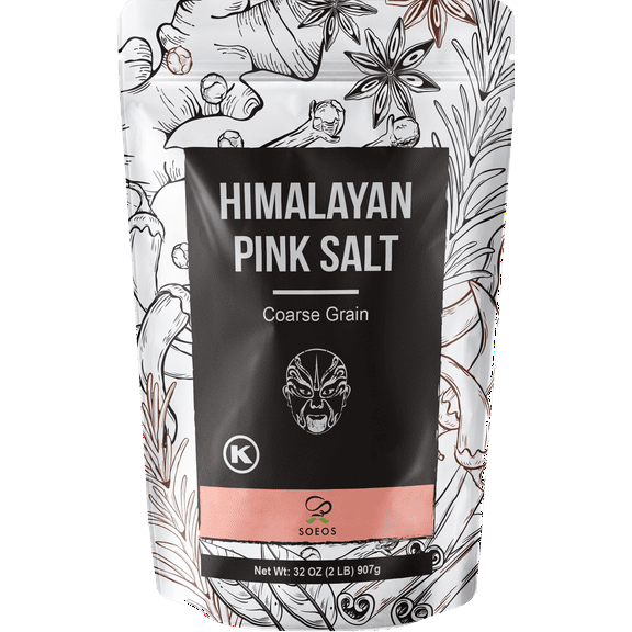 Soeos Himalayan Pink Salt Coarse Grain, 32oz (2 pound), Non-GMO Himalayan Salt, Natural Pink Salt, Kosher Pink Salt, for Grinder Refill