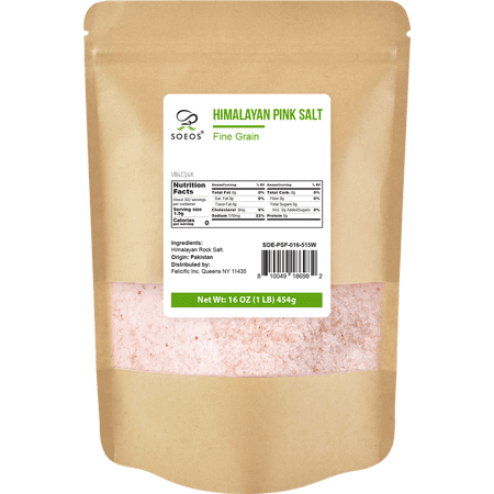 Soeos Himalayan Pink Salt, Fine Pink salt, 453.59 grams