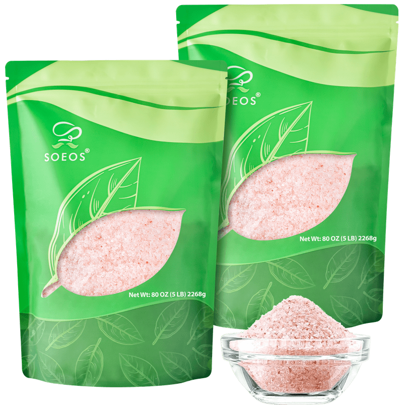 Soeos Himalayan Pink Salt,  5 lb Each, 2 Pack,Fine Grain