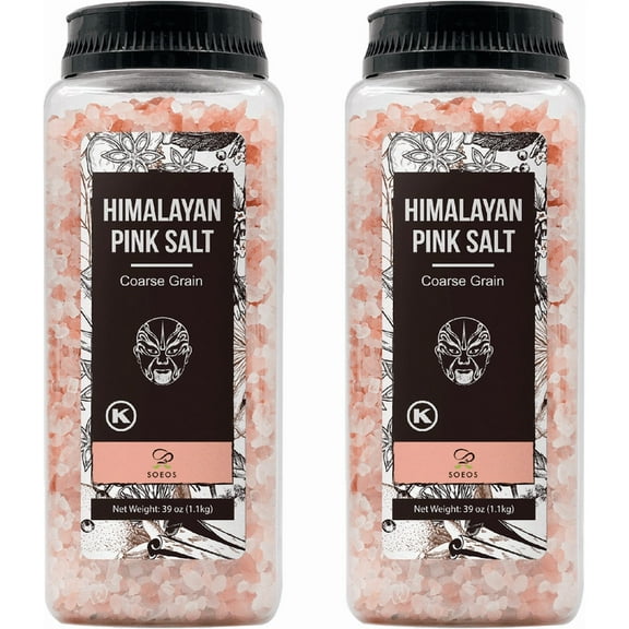 Soeos Himalayan Salt, Coarse Grain, 39 oz, 2 Pack, total weight 78oz