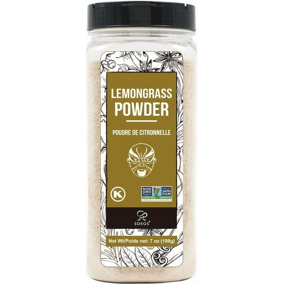 Soeos Lemongrass Powder 7 OKA4ounce (198g), Lemongrass Herb, Lemongrass Powder Bulk, Freshly Ground Dried Lemongrass, Natural, Non-GMO Verified, Kosher, Flavorful Herb for Tea