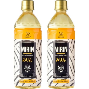 Soeos Mirin Japanese Cooking Wine, 16.9 fl oz (Pack of 2), Mirin Rice Wine, Authentic Natural Sugar Sweet Rice Cooking Wine for Cooking