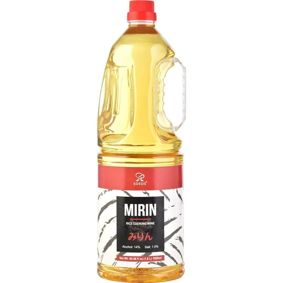 Soeos Mirin Japanese Cooking Wine, Naturally Brewed Sweet Rice Wine, 60oz
