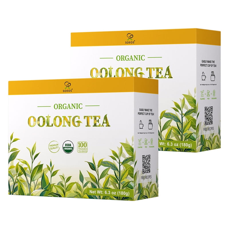 Soeos Organic Oolong Tea, 100 Tea Bags, 2 Packs, Total Of 200 Tea Bags 12.60 oz