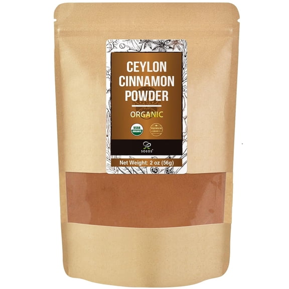 Soeos Organic Ceylon Cinnamon Powder, 2 oz (56g)Perfect for Baking