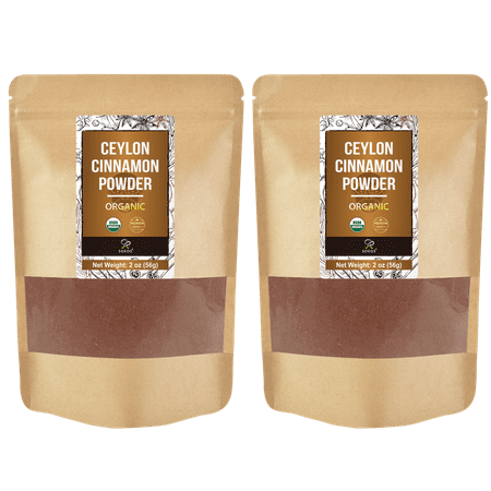 Soeos Organic Ceylon Cinnamon Powder, Grade 1, 2oz (56g), 2 Pack