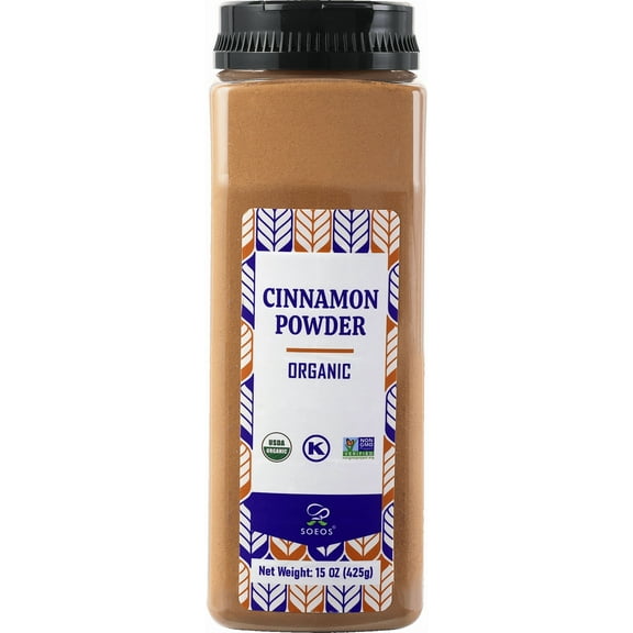 Soeos Organic Cinnamon Powder, 15 oz, Ground Cinnamon, Non-GMO, Kosher
