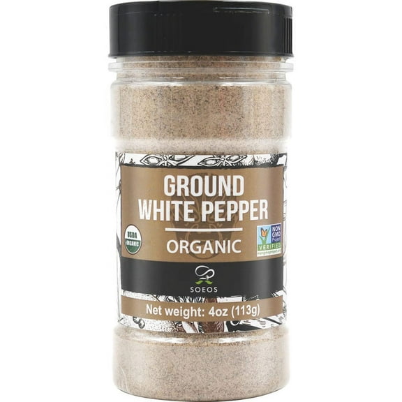 Soeos Organic Ground White Pepper 4oz, Non-gmo Verified, USDA ORGANIC, White pepper powder, White Peppercorns Powder, 4oz
