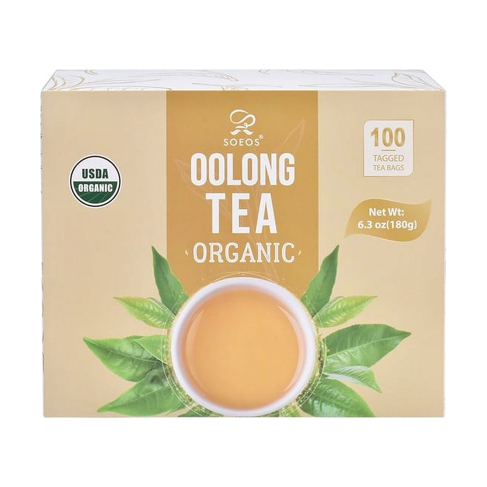 Soeos Organic Oolong Tea 6.3 oz, 100 Tea Bags, Fresh and Healthy Oolong