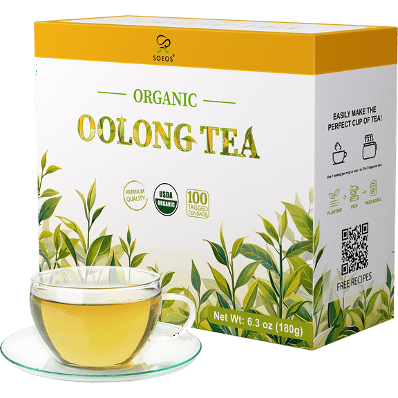 Soeos Organic Oolong Tea 6.3 oz, 100 Tea Bags, Fresh and Healthy Oolong Tea