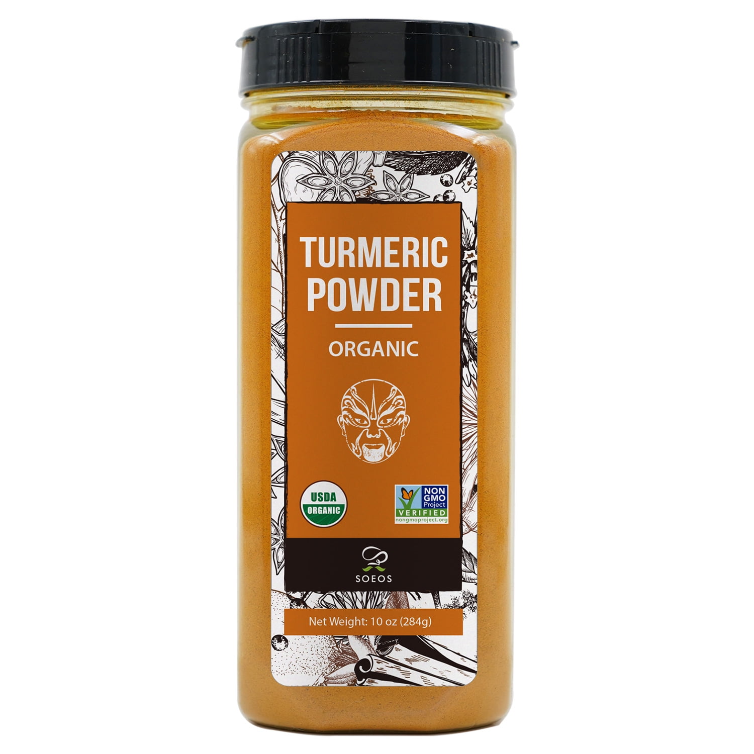 Soeos Organic Turmeric Powder 10oz, NonGMO Verified, Lab Tested for