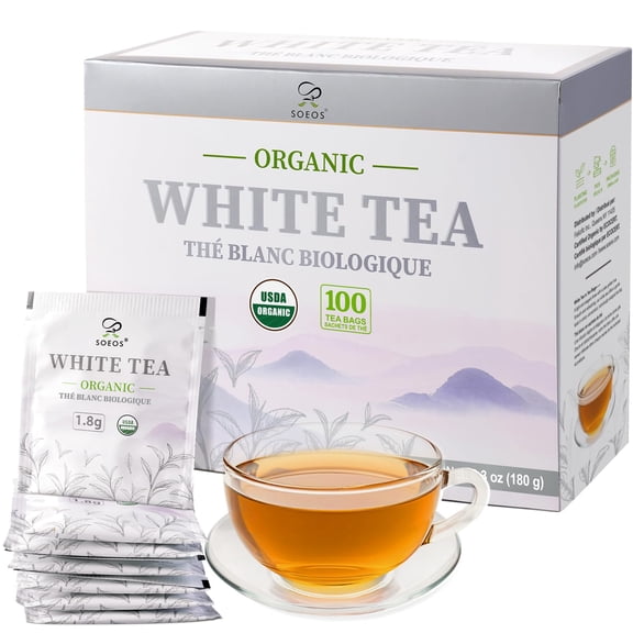 Soeos White Tea Bags Individually Wrapped Teabags Caffeine 6.3oz 180g
