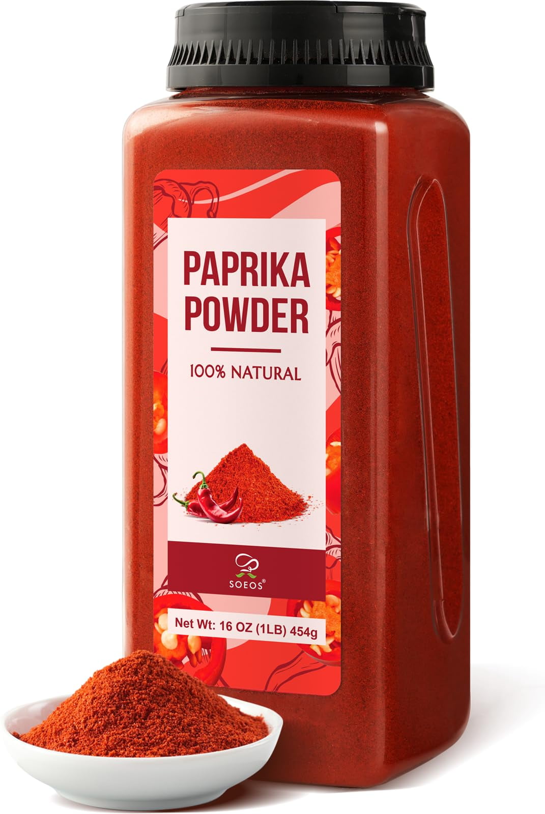 Soeos Paprika Powder, 16 SBF3oz (Pack of 1), Sweet Paprika Seasoning for Marinade, Cooking, Grilling, Dipping, Perfect for Chicken, Pork, Beef and Vegetables