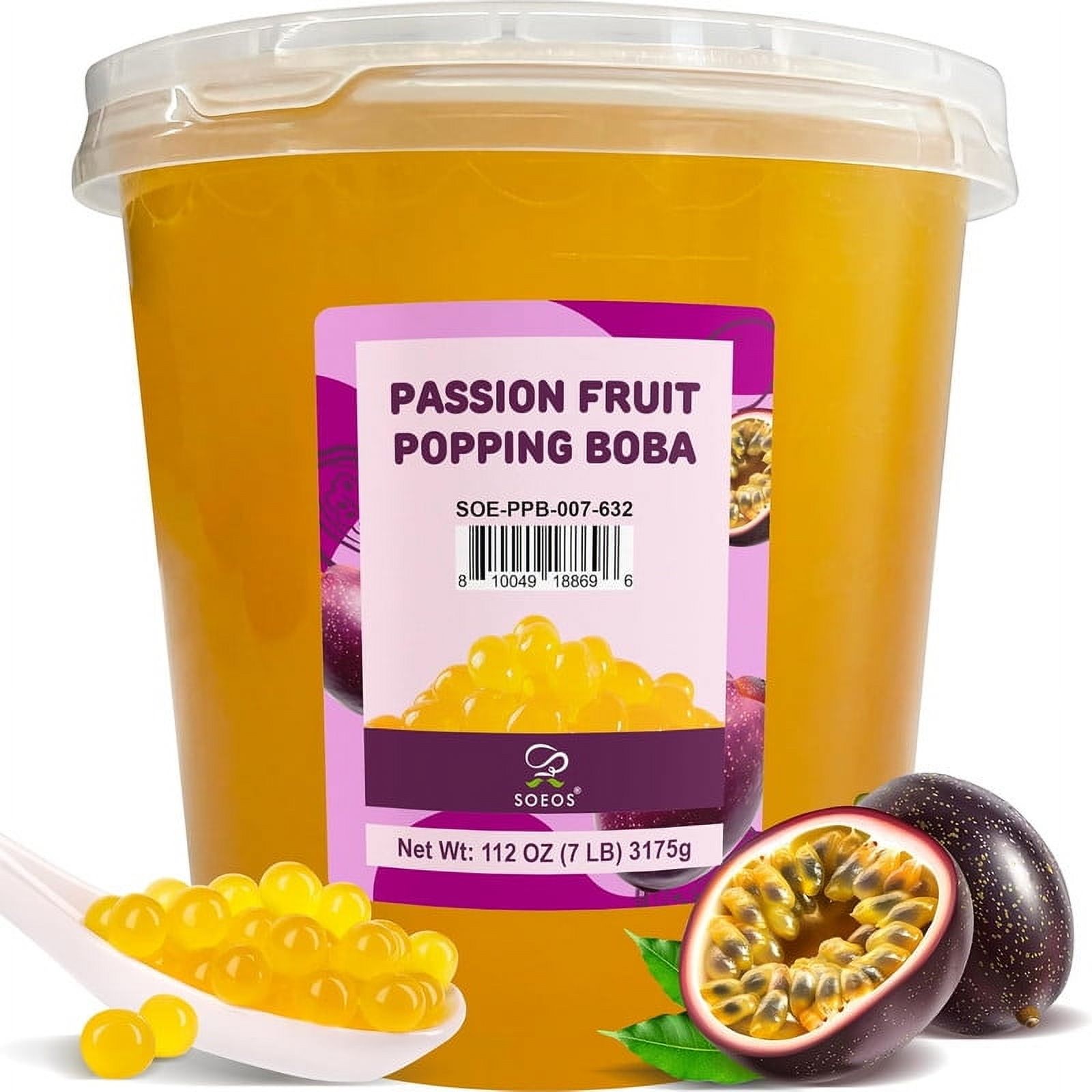 Soeos Passion Fruit Popping Boba Pearls, For Bubble Tea, Shakes