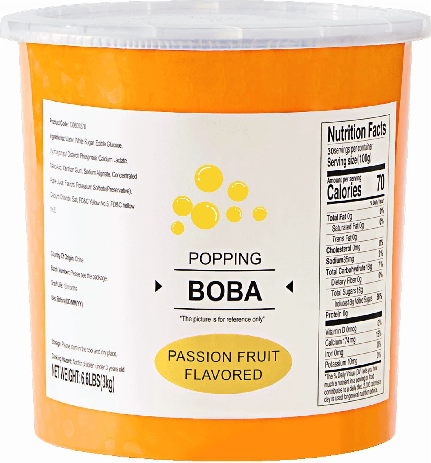 Passion Fruit Popping Boba, 2.99kg