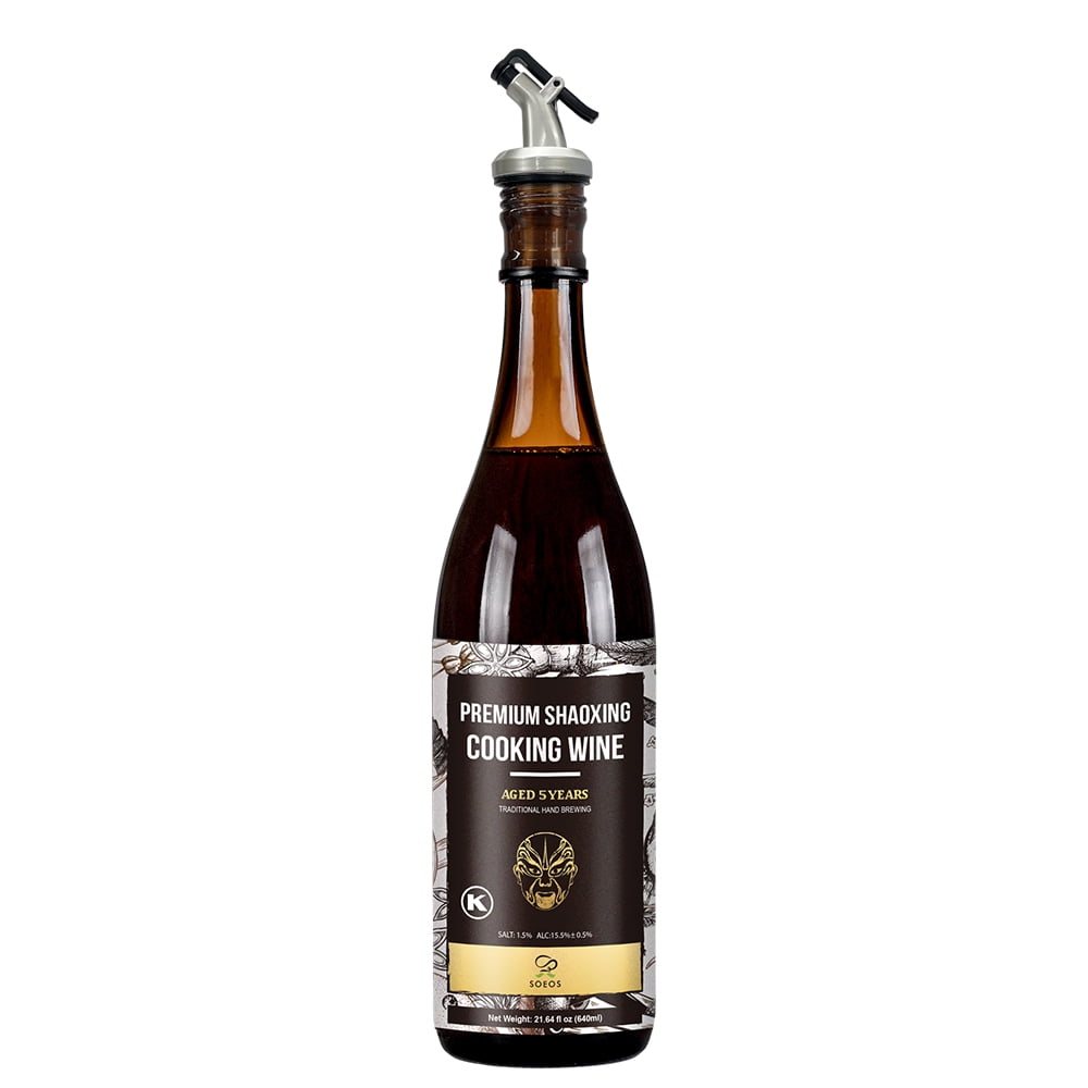 Soeos Premium Shaoxing Cooking Wine 21.64 fl oz, 16 Servings per Container, 1 Pack with Pour Spout