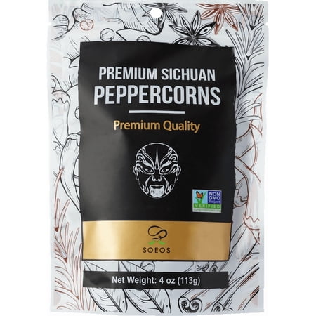 Soeos Premium Szechuan Peppercorns, 4 oz (113g), Grade AAA Sichuan Peppercorns, Less Seeds, Strong Flavor, Szechuan Flavor Peppercorns, Essential Ingrediant for Mapo Tofu, Kung Pao Chicken.
