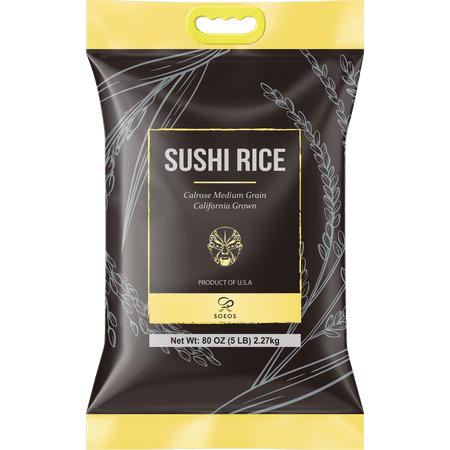 Soeos Premium Sushi Rice, Calrose Rice, Medium Grain, 80 oz (5 lb) 2.27Kg