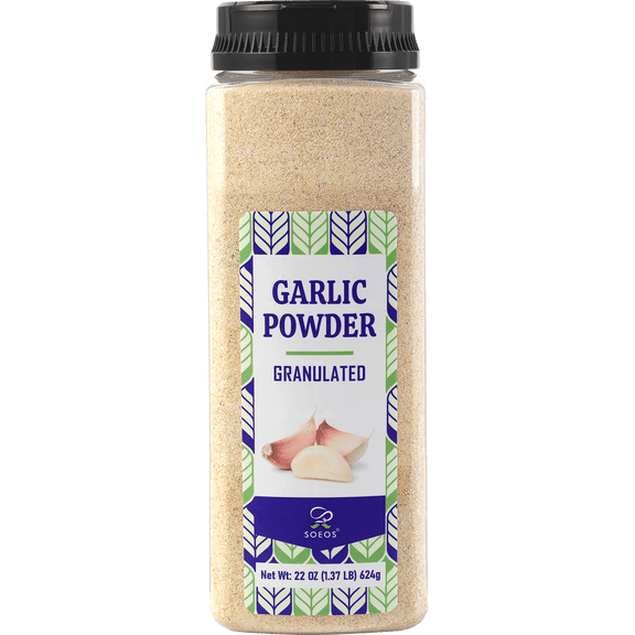Soeos Pure Granulated Garlic, 22 oz Coarse Ground Garlic Seasoning for Roasting, BBQ Rubs and Everyday Cooking, 624g