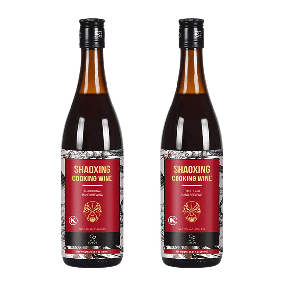Soeos Shaoxing Huadiao Cooking Wine, Rice Cooking Wine, Shaoxing Wine Chinese Cooking Wine, Shao Hsing Rice Wine, 21.64 fl oz (640 ml), 2 Packs, Regular Cooking Wine