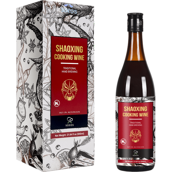 Soeos Shaoxing Rice Cooking Wine, Shaoxing Wine, Chinese Cooking Wine, Rice Cooking Wine, 640ml (Regular, 1 Pack)