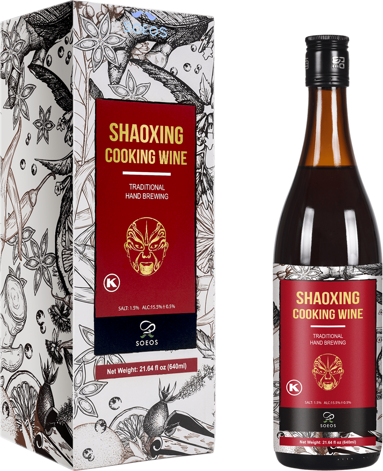 Soeos Oriental Asian Shaoxing Rice Cooking Wine, Chinese Cuisine