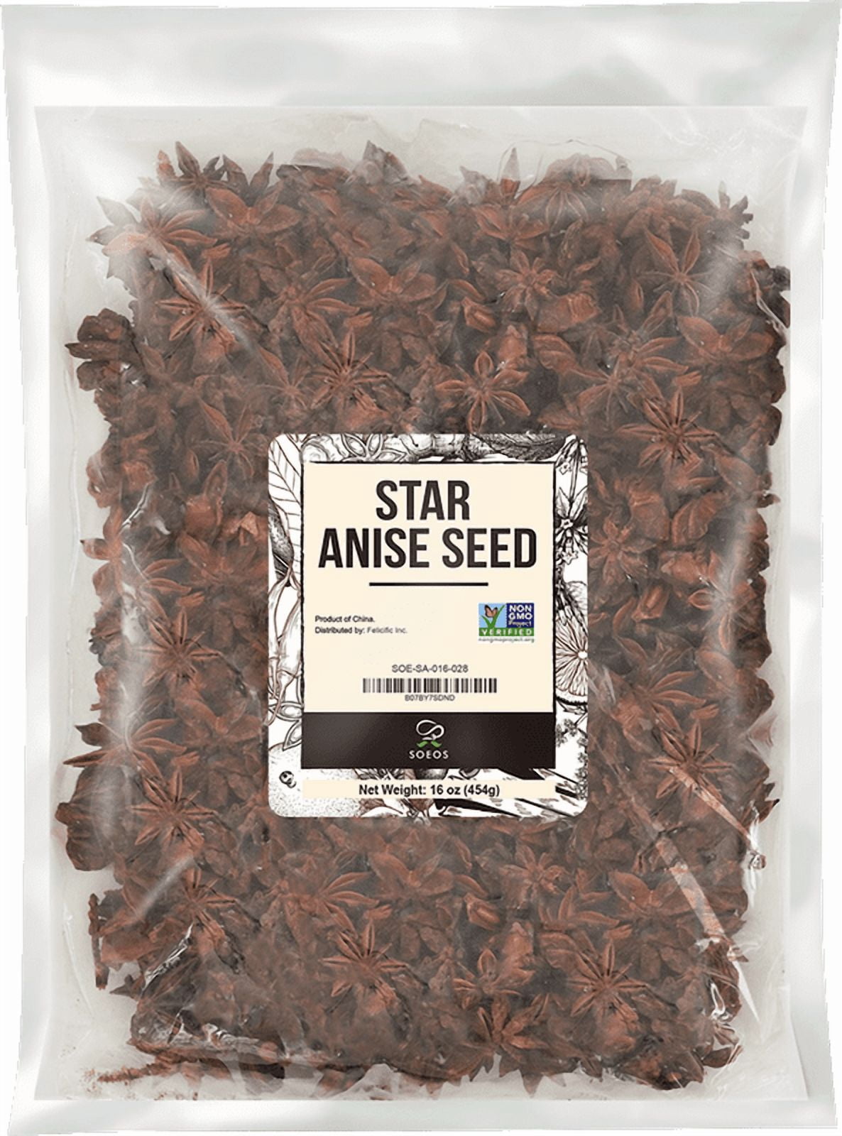 Soeos Star Anise Seeds 16 ounce (1 lb), Whole Chinese Star Anise Seed, Fresh and Pure Star Anise Pod, Non-GMO, Star Anise Spice for Desserts and Wines…