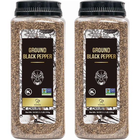 Soeos Table Ground Black Pepper - 2 Pack (36 oz Total)