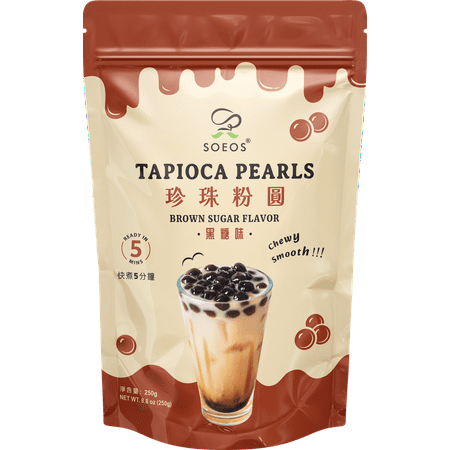 Soeos Tapioca Pearls for Bubble Tea, 8.8 oz, Chewy Boba for Milk Tea, Smoothies & Desserts