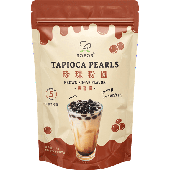 Soeos Tapioca Pearls for Bubble Tea, 8.8 oz, Chewy Boba for Milk Tea, Smoothies & Desserts
