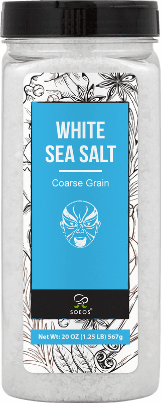 Soeos White Sea Salt Coarse Grain 20 oz 1.25 lbs Gluten-Free Kosher