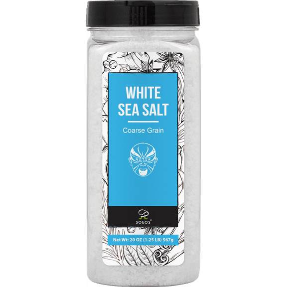 Soeos White Sea Salt, Coarse Grain, 20 oz (1.25 lbs)