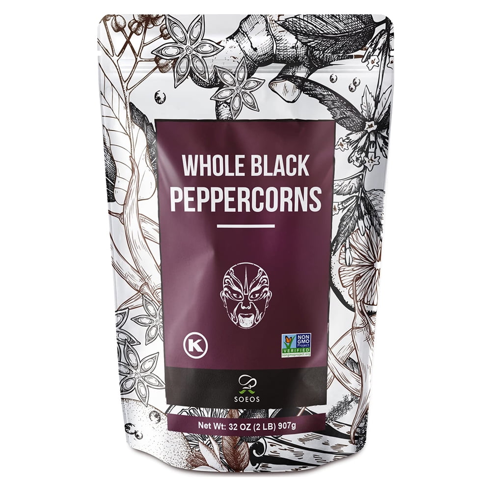 Soeos Whole Black Peppercorns 32oz, Kosher, Grade AAA, Peppercorns Bulk