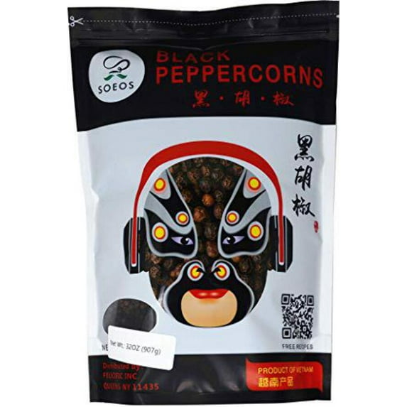 Soeos Whole Black Peppercorns 32oz, Whole Peppercorns, Kosher, Black Peppercorns Bulk, Peppercorns Bulk for Grinder Refill