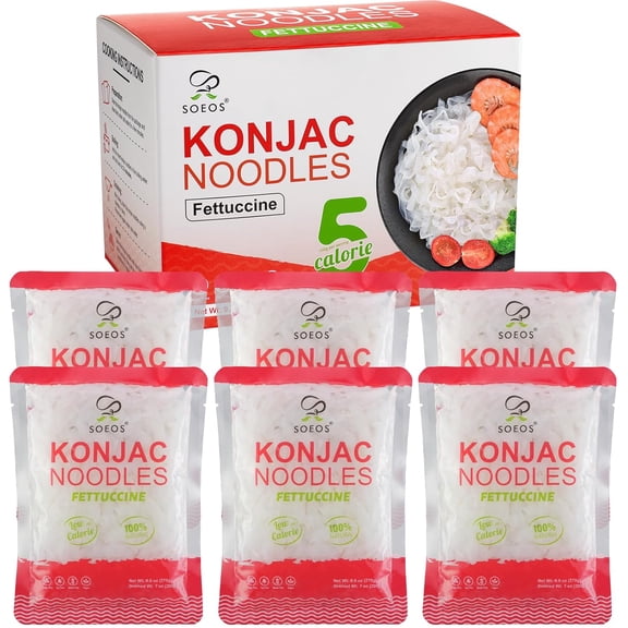Soeos konjac noodle, regular, fettuccine, 6 pack