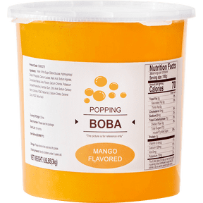 Mango Popping Boba Pearls 2.99 kg. Bursting Mango Flavor for Bubble Tea, Desserts & Drinks