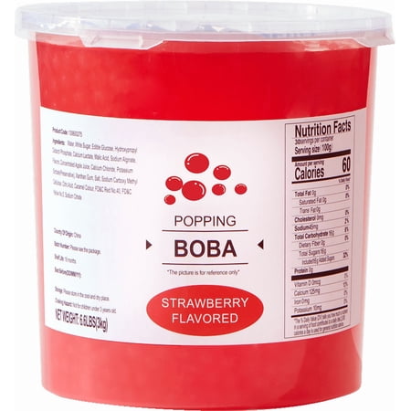 Soeos Strawberry flavored Popping Boba, Bursting Boba Pearls for Bubble Tea, Beverages, Shakes, Desserts, Smoothie and Ice Cream Topping (2.99kg, 1 Pack)