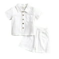 thumbnail image 1 of Soepste 2Pcs Baby Boy Summer Clothes Boy Baby Clothes Set Button-Down Shirt Tops + Cotton Shorts, 1 of 8