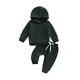 thumbnail image 1 of Soepste Baby Outfits Baby Basic Plain Hooded Sweat Top Loose Sweatpants Suit Multi Color Infant Clothing（Dark Green,6-12 Months）, 1 of 9
